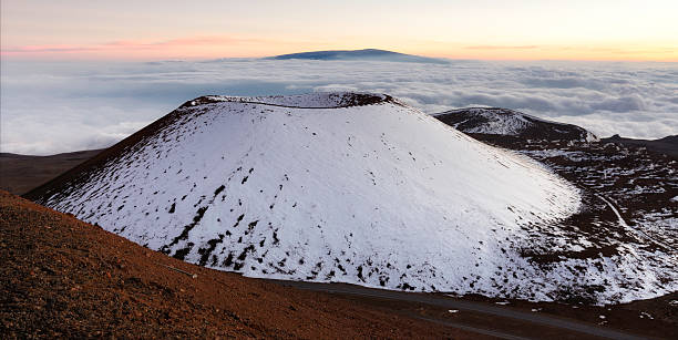 Snow-covered Mauna Kea in Hawaii